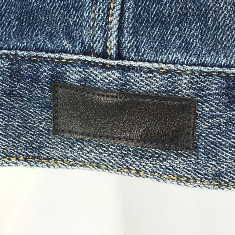Abercrombie & Fitch Womens Denim Jacket Blue Jean Attached Sweater Scarf Sz M - Picture 8 of 11